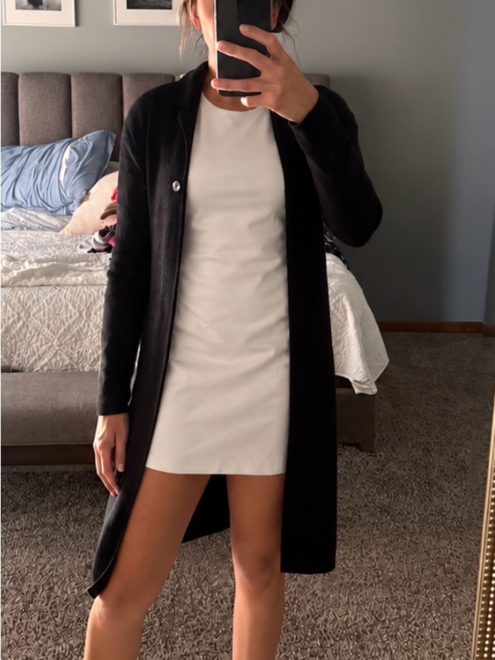 Longline lord and Taylor wool Black Women's Sweater Cardigan - Open Front Knit - Picture 1 of 2